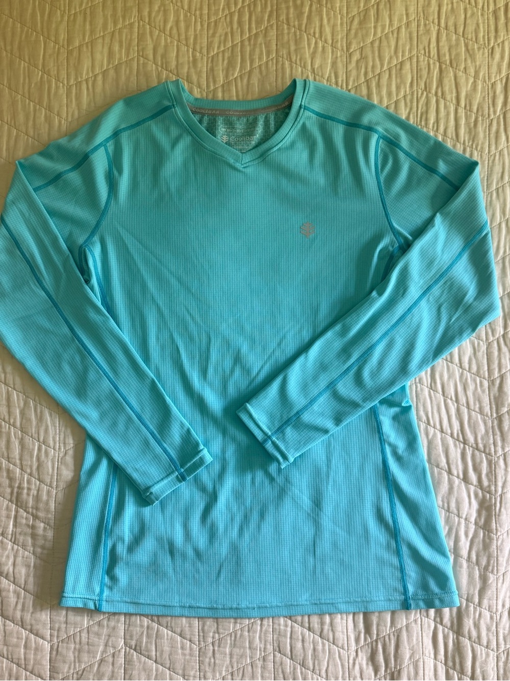 Coolibar Teal V-Neck Sun Protection Top